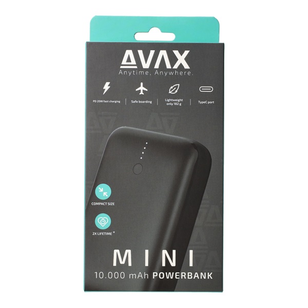 Avax PB105B Mini 10000mAh fekete powerbank