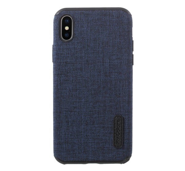 Szilikon telefonvédő (textil bevonat) SÖTÉTKÉK [Apple iPhone XS 5.8]