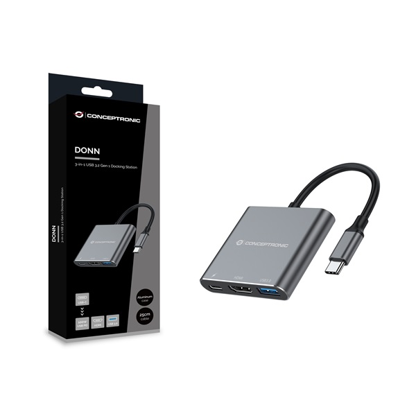 Conceptronic DONN18G  USB-C to HDMI/USB-C PD/USB 3.0 Notebook Dokkoló  