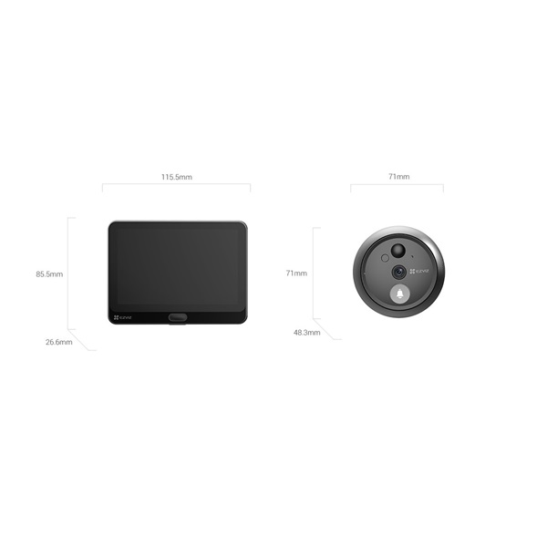 EZVIZ HP4    4,3" színes képátmérő Kétirányú video hívás csengő  4600 mAh 512G kültéri vezeték nélküli ajtócsengő