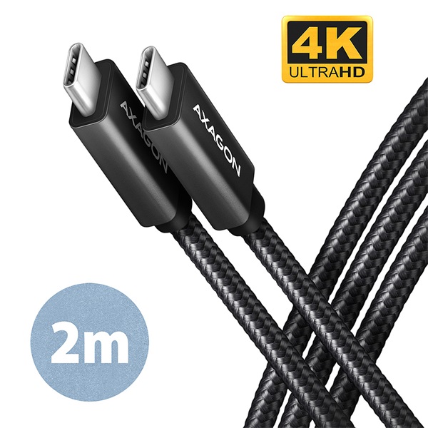 Axagon BUCM32-CM20AB Speed+ USB-C - USB-C adat- és töltőkábel 2m fekete Axagon BUCM32-CM20AB Speed+ USB-C - USB-C adat- és töltőkábel 2m fekete