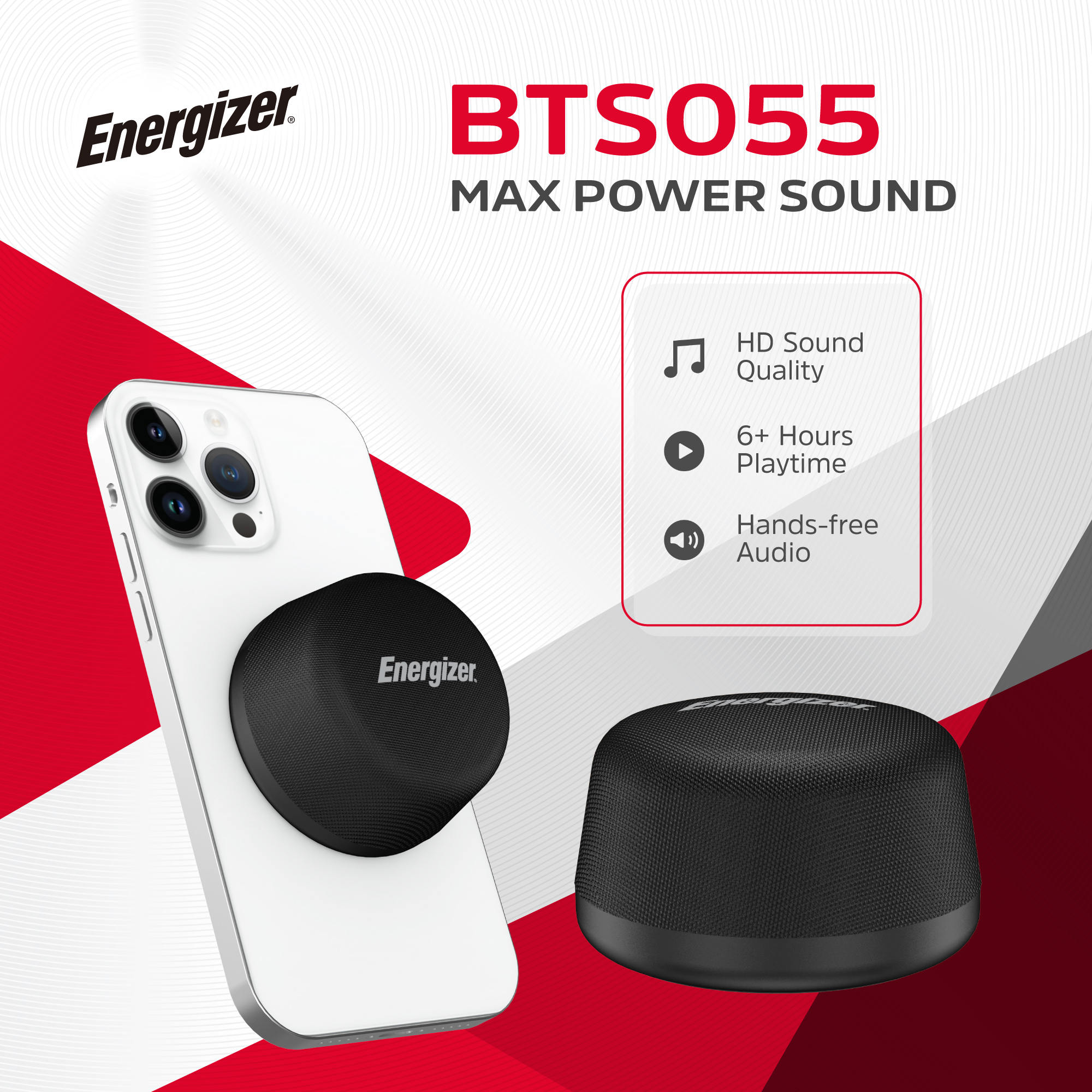 Energizer BTS055 mini 5W-os mágneses hangszóró és powerbank (ENE813153)