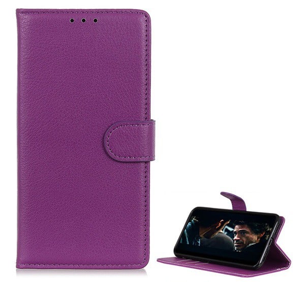 Tok álló, bőr hatású (FLIP, oldalra nyíló, asztali tartó funkció, prémium) LILA [Huawei P Smart (2020)]