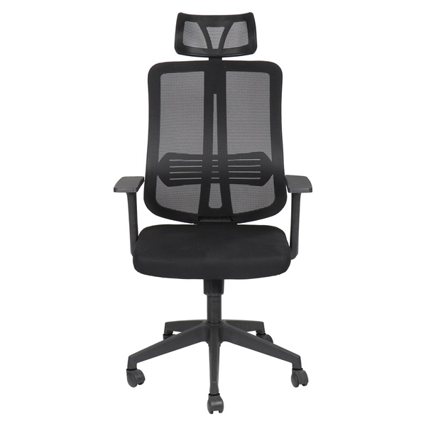 IRISOffice Felix fekete, ergonómikus, szövet-hálós irodai forgószék fejtámasszal