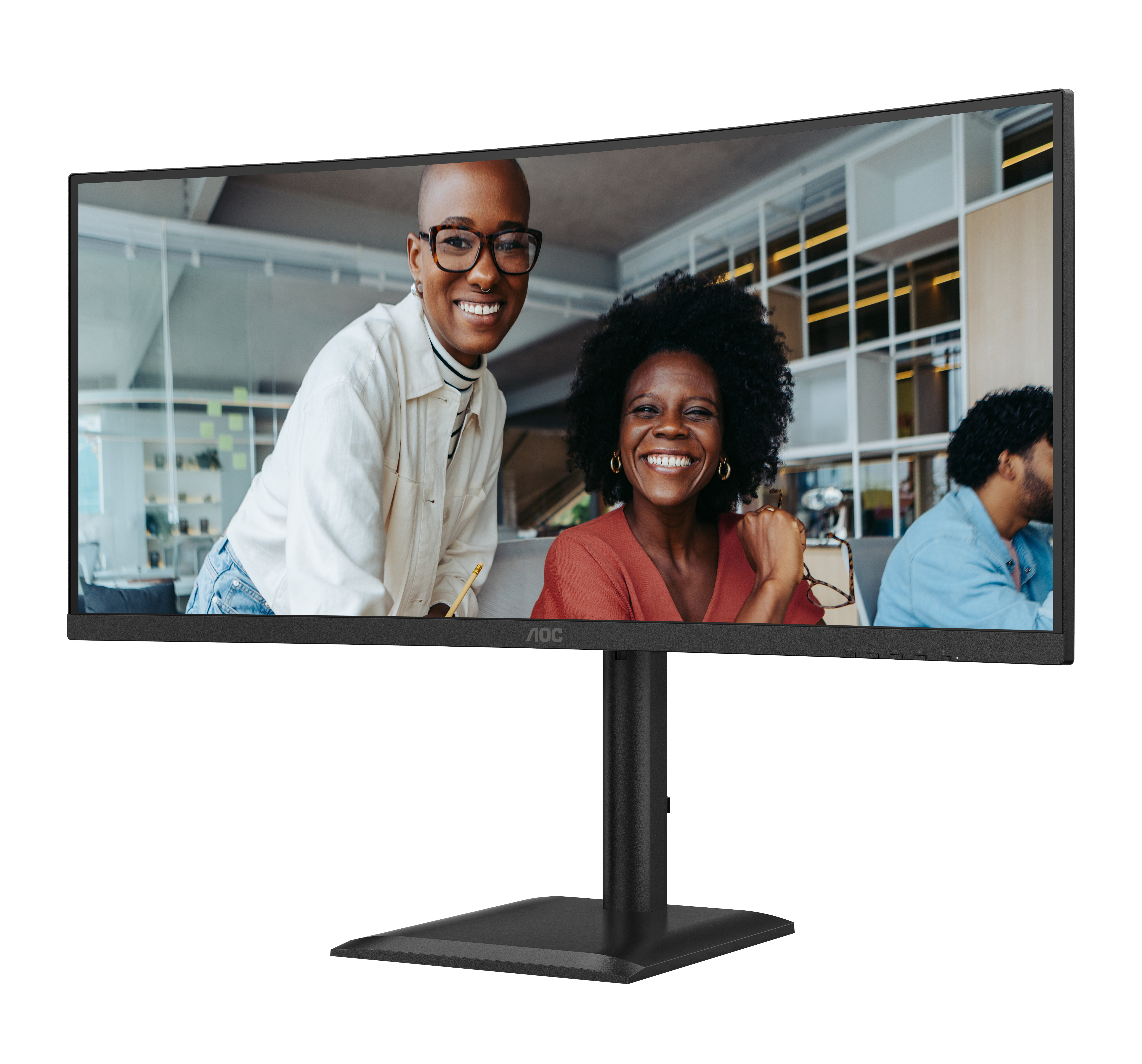 AOC 34" CU34E4CV Monitor - 3440x1440, UWQHD, LED, VA, 120Hz, 4ms, Ívelt, Hangszóró, LAN, FreeSync, Fekete