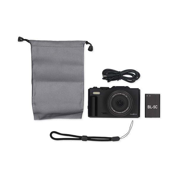 Nedis PCAM2570BK vlogger digitális fényképezőgép / kamera, kihajtható képernyő, 75 MPixel, 5K@15fps, 16 MPixeles CMOS