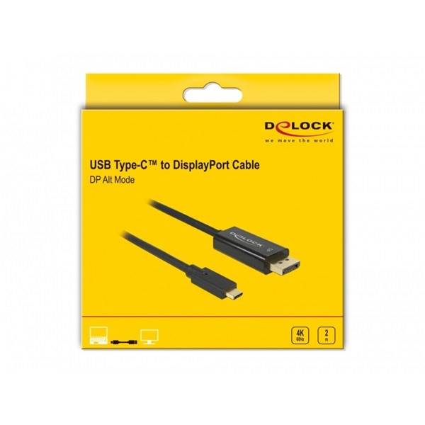 Delock 85256 USB Type-C > Displayport kábel 2 m, fekete