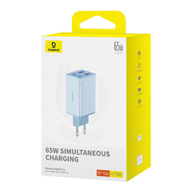 Baseus GAN6 Pro gyorstöltő, 2xUSB-C + 2xUSB, 65W