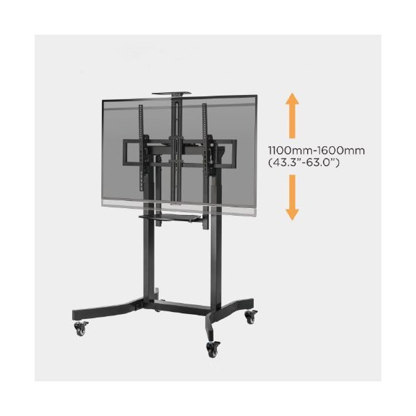 Equip 650633  55"-100" álló  dönthető  állítható magasság  gurulós  motoros Max.:120kg TV állvány   Fekete 