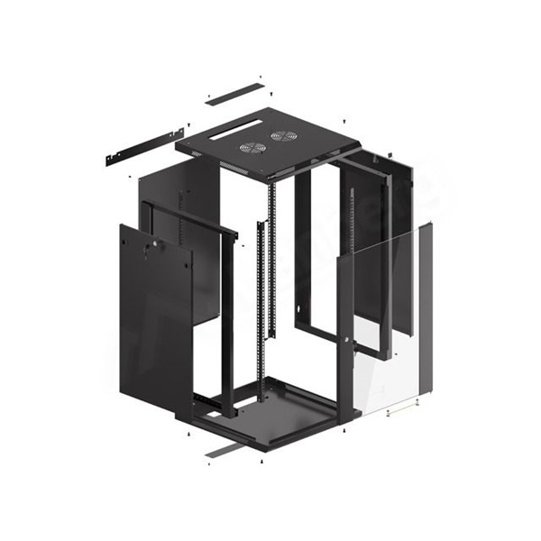Lanberg 18U 19" fali rack szekrény 600x600mm fekete (WF01-6618-10B)