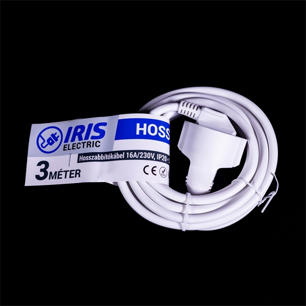 IRIS Electric IEEC-3M-16A/230V Hosszabbító 3 méteres 16A/230V, IP20, fehér IRIS Electric IEEC-3M-16A/230V Hosszabbító 3 méteres 16A/230V, IP20, fehér
