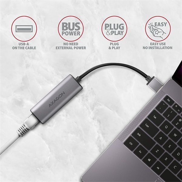 Axagon USB-A 3.2 Gigabit Ethernet hálózati adapter (ADE-25R)