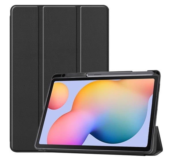 Tok álló, bőr hatású (aktív FLIP, oldalra nyíló, TRIFOLD asztali tartó funkció, S Pen tartó) FEKETE [Samsung Galaxy Tab S6 Lite 10.4 LTE ... Tok álló, bőr hatású (aktív FLIP, oldalra nyíló, TRIFOLD asztali tartó funkció, S Pen tartó) FEKETE [Samsung Galaxy Tab S6 Lite 10.4 LTE ...