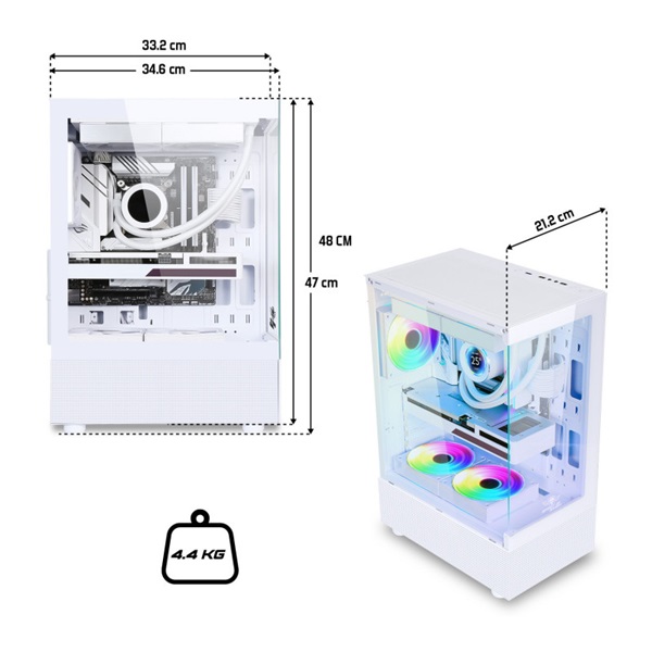 Spirit of Gamer SPECTRA Arctic  ablakos 3x12cm ventilátor  alsó táp   ATX Számítógépház   Fehér