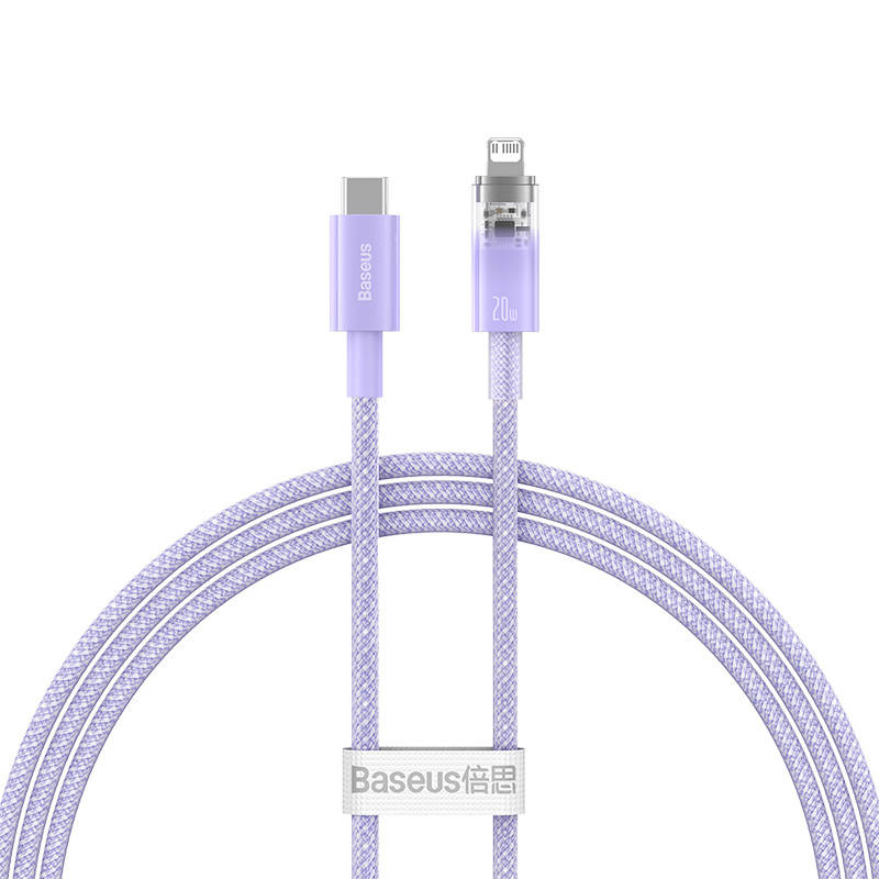 Fast Charging cable Baseus USB-C to Lightning  Explorer Series 1m, 20W (purple)