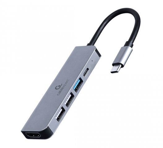 Gembird A-CM-COMBO5-03 Multi Port Adapter USB Type C 5in1 USB hub szürke Gembird A-CM-COMBO5-03 Multi Port Adapter USB Type C 5in1 USB hub szürke