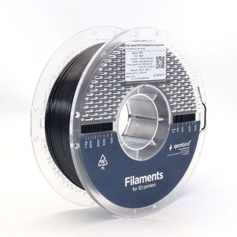Gembird 3DP-PETG1.75HY-01-BK High Speed PETG filament Fekete 1,75mm 1kg