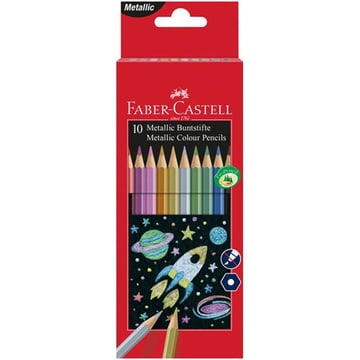 Színes ceruza készlet, hatszögletű, FABER-CASTELL, 10 különböző metál szín Színes ceruza készlet, hatszögletű, FABER-CASTELL, 10 különböző metál szín