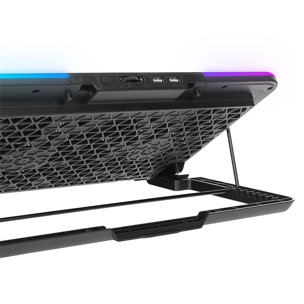 Rampage     SIXPOWER 15,6"-ig R9 fém rács 6xventi  RGB 2xUSB-A  kék LED Notebook Hűtőpad