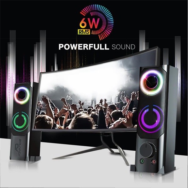 Advance SOUNDPHONICS RGB 6W RMS 2.0 3,5mm Jack RGB Hangszóró Fekete 