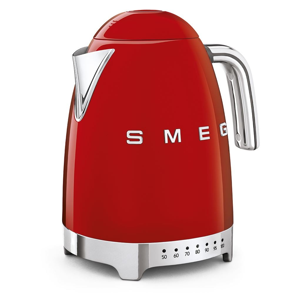 Smeg  KLF04RDEU 50-es évek stílusa vízforraló hőmérséklet-kijelzővel piros