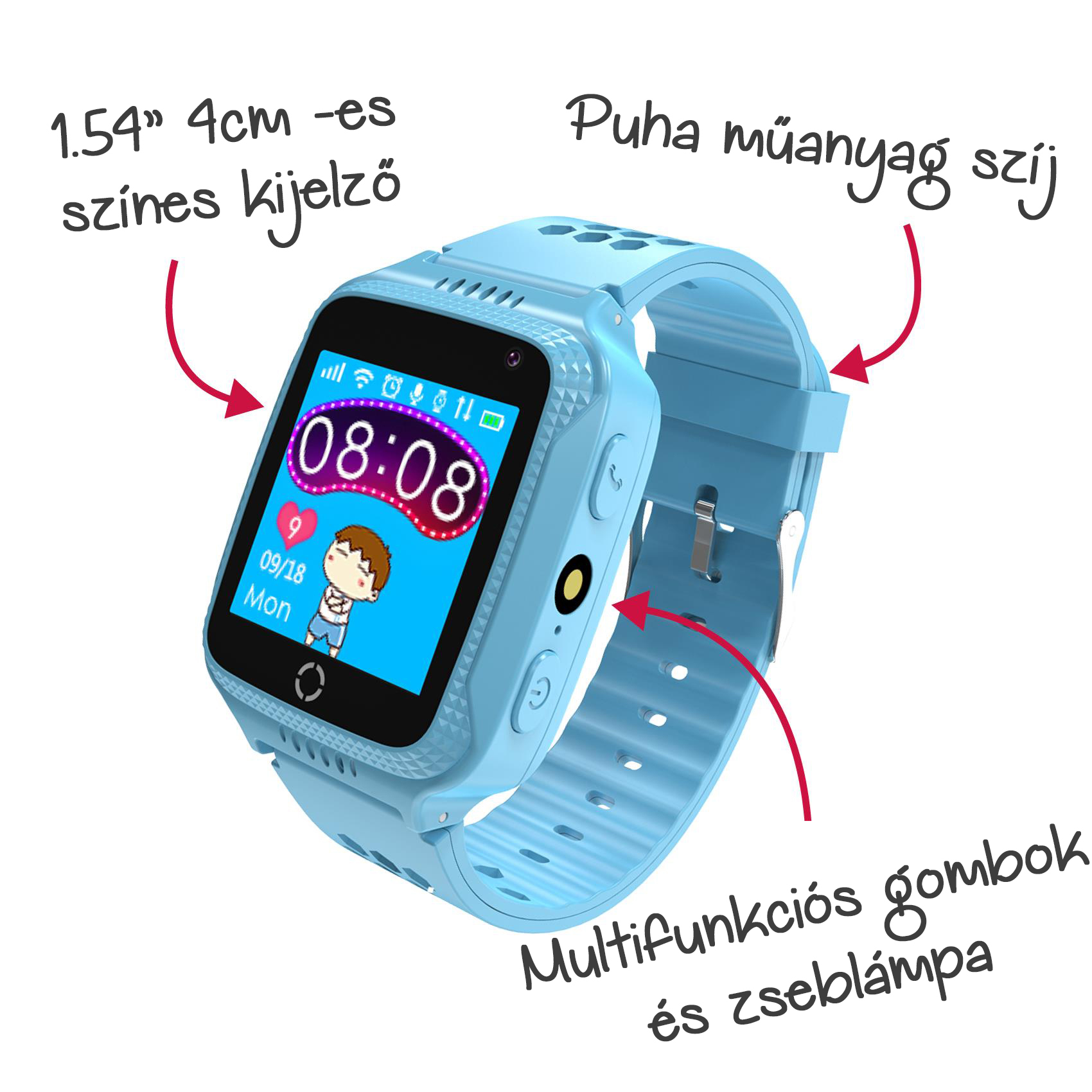 Celly Kidswatch okosóra gyerekeknek, víz és porálló, GPS, alvásfigyelő