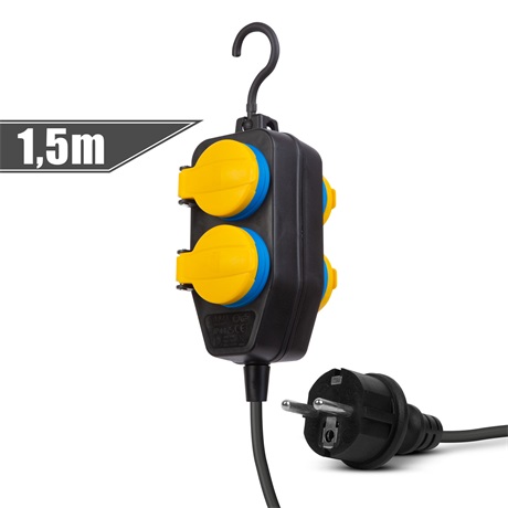 Delight 20223D KÜLTÉRI ELOSZTÓ 2-ES FEDÉLLEL 1,5 M, GUMI, IP44 Delight 20223D KÜLTÉRI ELOSZTÓ 2-ES FEDÉLLEL 1,5 M, GUMI, IP44