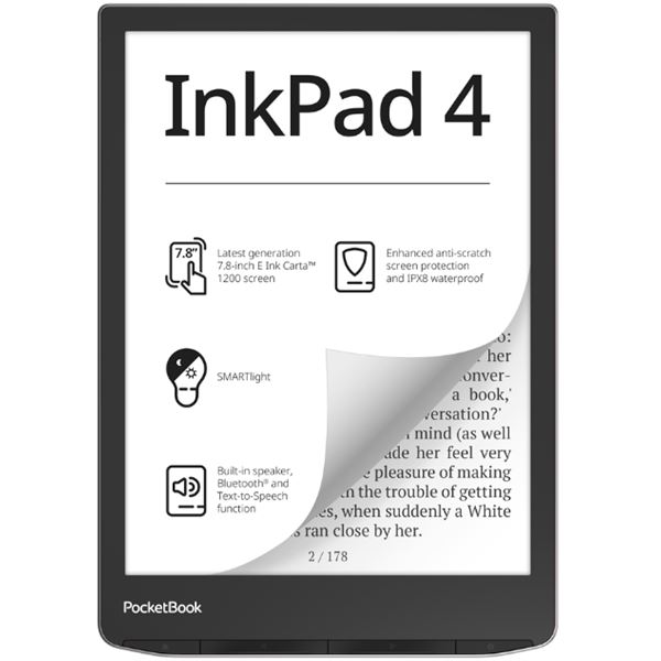 PocketBook PB743G-U-WW   InkPad 4 Stardust Silver 7,8"  32 GB Wifi+Bluetooth