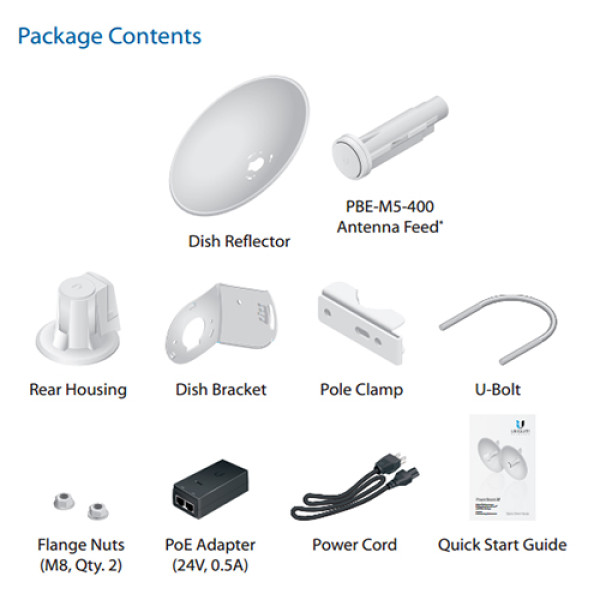 Ubiquiti PowerBeam PBE-M5-400 M5 400mm outdoor 5GHz AirMAX Bridge