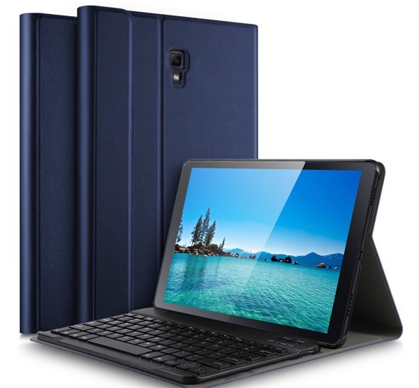 Tok álló, bőr hatású (FLIP, bluetooth billentyűzet, asztali tartó, QWERTY, angol nyelvű) SÖTÉTKÉK [Samsung Galaxy Tab A 10.5 LTE (2018) ... Tok álló, bőr hatású (FLIP, bluetooth billentyűzet, asztali tartó, QWERTY, angol nyelvű) SÖTÉTKÉK [Samsung Galaxy Tab A 10.5 LTE (2018) ...