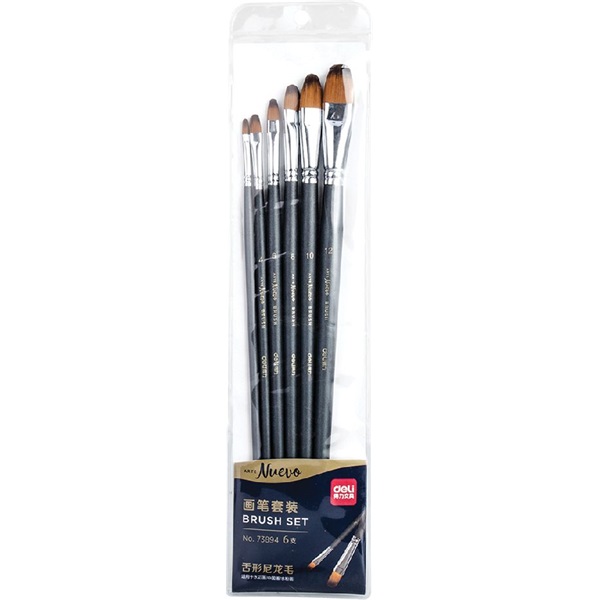 Deli Arte Nuevo macskanyelv szintetikus 6 darabos ecsetkészlet Deli Arte Nuevo macskanyelv szintetikus 6 darabos ecsetkészlet