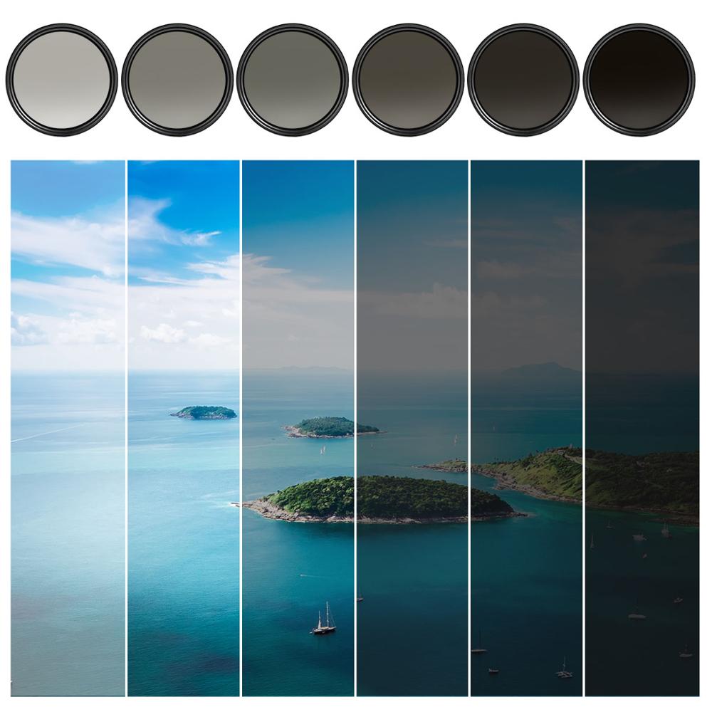 K&F Concept Slim vario ND 2-400 változtatható szürkeszűrő, 55 mm