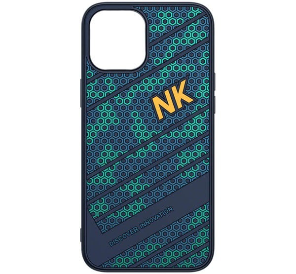 NILLKIN STRIKER műanyag telefonvédő (szilikon keret, közepesen ütésálló, méhsejt minta) SÖTÉTKÉK [Apple iPhone 12 Pro Max]