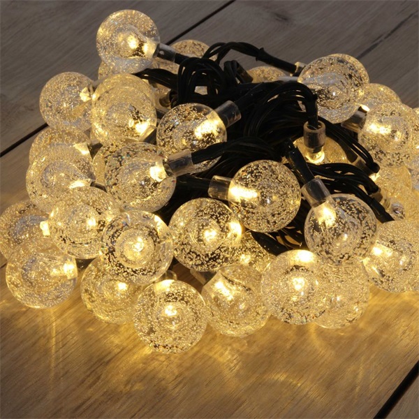 IRIS Buborékgömb alakú 23mm/8 programos/7m/IPX3 szabványos/meleg fehér/50db LED-es/napelemes fénydekoráció  (317-03)