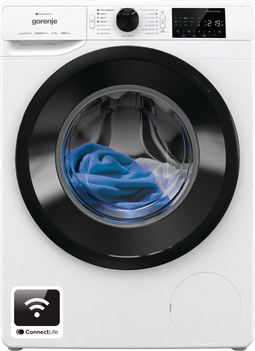 Gorenje WPNEI74ASWIFI Elöltöltős mosógép - 7 kg, 1400 ford./perc, A Energiaosztály, Gőz program, WiFi Gorenje WPNEI74ASWIFI Elöltöltős mosógép - 7 kg, 1400 ford./perc, A Energiaosztály, Gőz program, WiFi