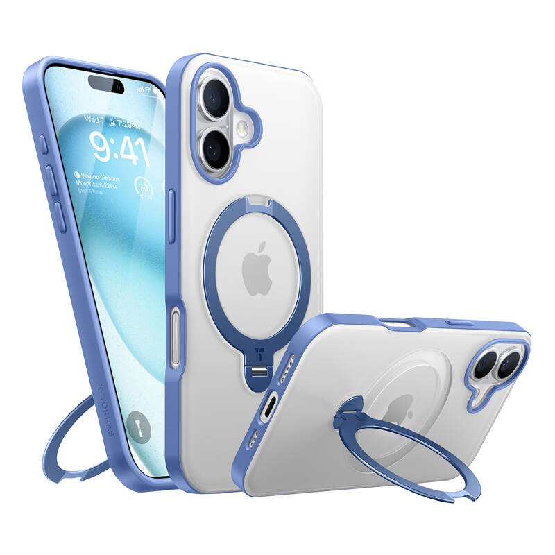 Torras Ostand Spin tok iPhone 16-hoz (kék)