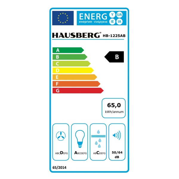 Hausberg HB-1225AB klasszikus, fehér, méret:60 cm, zajszint:78 dB, páraelszívó