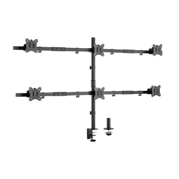 Equip  650160  13"-27"  6 monitor dönthető  forgatható állítható magasság Max.: 3x7kg Monitor Asztali konzol  fekete 