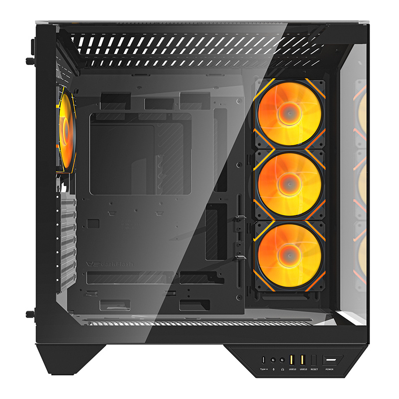 Darkflash DY470 számítógépház  + 4 ventilátor + GPU konzol Fekete