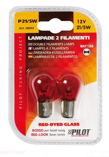 Lampa BAY15D (P21/5W) izzó, piros színű, pár (0158059)