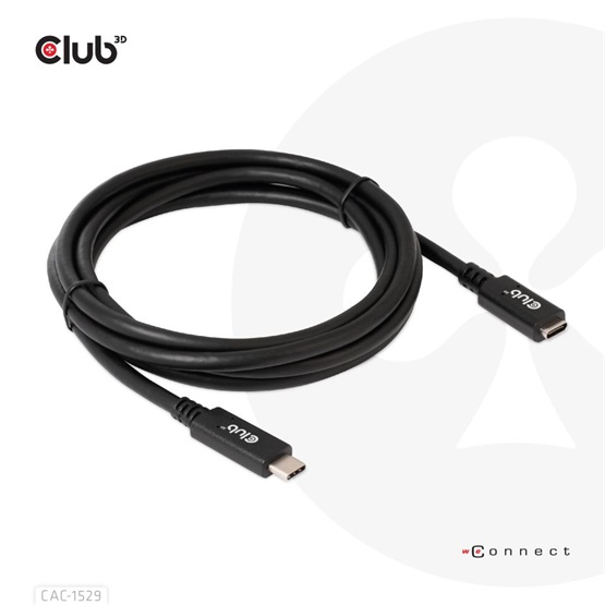  Club3D USB Gen1 Type-C Extension  5Gbps 60W(20V/3A) 4K60Hz M/F 2m kábel