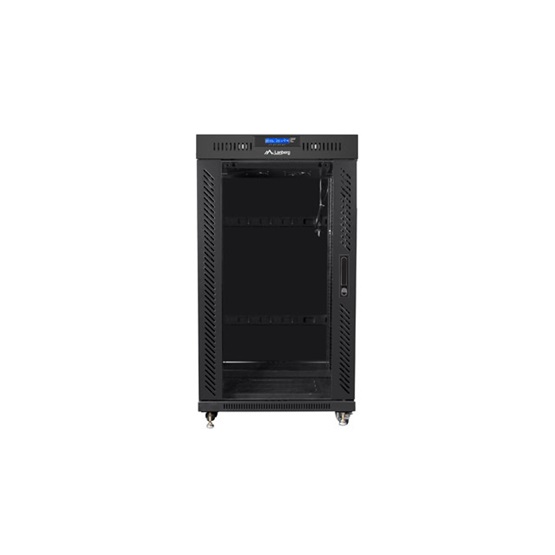 Lanberg 19" szabadon álló rack szekrény 22U/800X1000 üvegajtó  lapraszerelt LCD kijelző Fekete V2