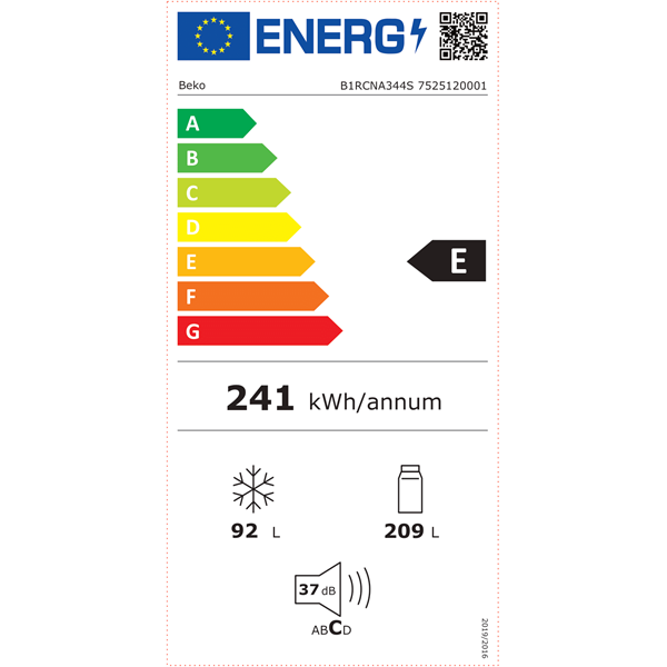 Beko B1RCNA344S alulfagyasztós hűtőszekrény
