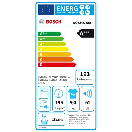 Bosch WQB245A0BY SZÁRÍTÓGÉP HŐSZIVATTYÚS KONDENZÁCIÓS