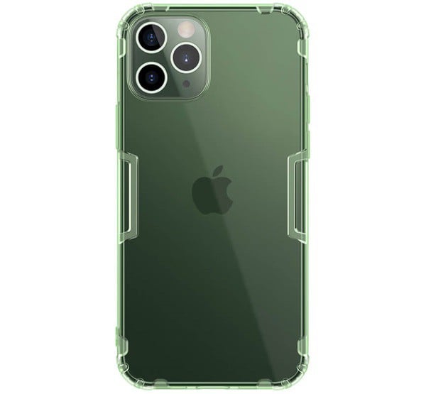 NILLKIN NATURE szilikon telefonvédő (közepesen ütésálló, légpárnás sarok, 0.6 mm, ultravékony) SÖTÉTZÖLD [Apple iPhone 12 Pro]