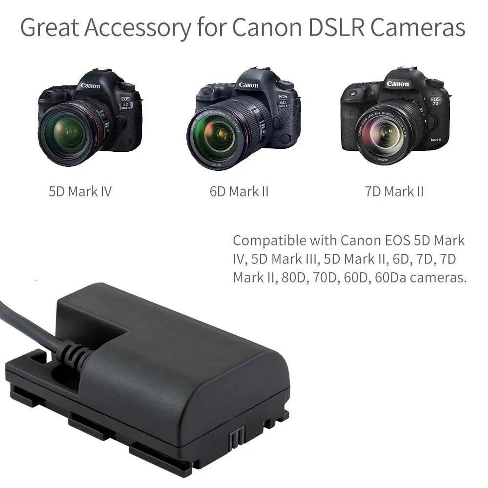 FEELWORLD dummy battery DR-E6 to DC