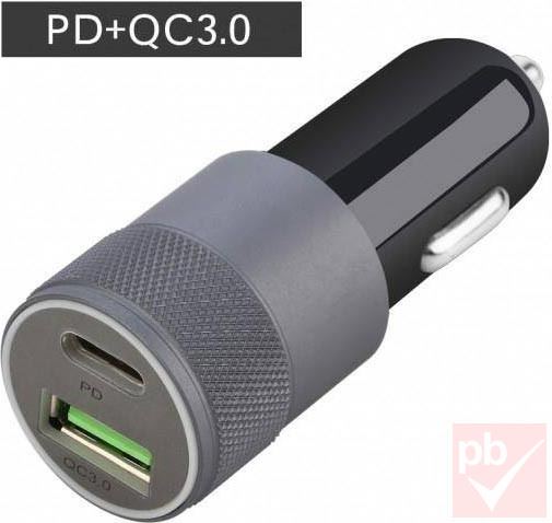 Nbase NBA-CARQCC-18W 12V 1xUSB3 QC 1Type-C Adapter Autós