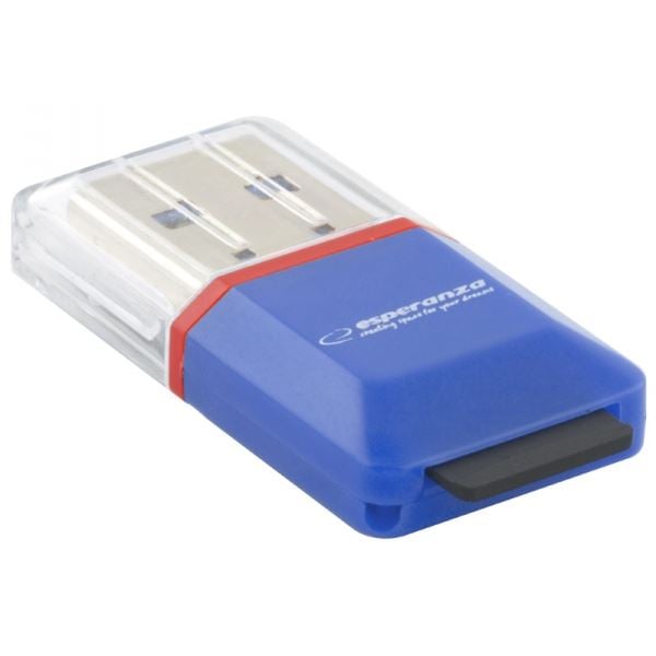 Esperanza USB 2.0 microSD kártyaolvasó kék (EA134B) Esperanza USB 2.0 microSD kártyaolvasó kék (EA134B)