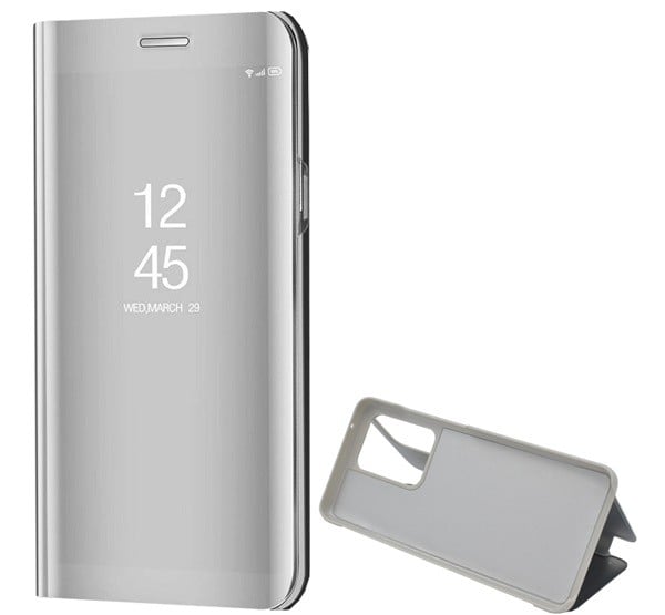 Tok álló (aktív FLIP, oldalra nyíló, asztali tartó funkció, tükrös felület, Mirror View Case) EZÜST [Samsung Galaxy S20 Ultra 5G ...