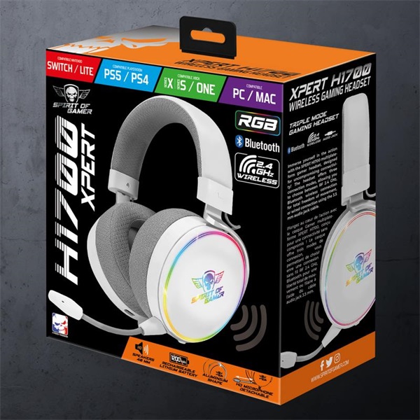Spirit of Gamer Wireless MIC-XH1700W  MultiPlatform  mikrofon Fejhallgató   Fehér 